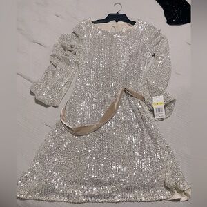 Gianni Bini Cream Sequin Dress. Size M